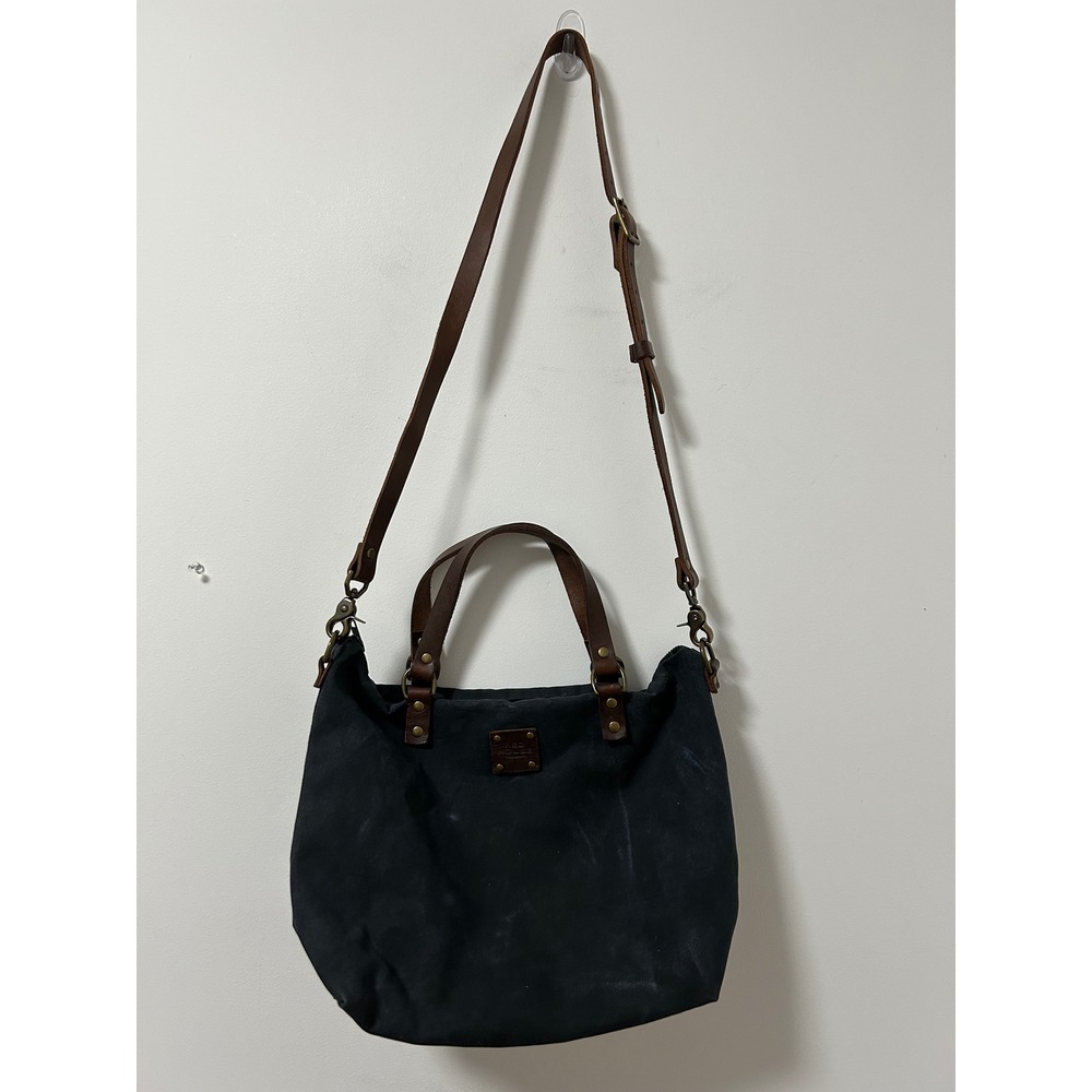 Red House Vermont Waxed Canvas Tote Bag Navy Med Utilitarian Leather Crossbody